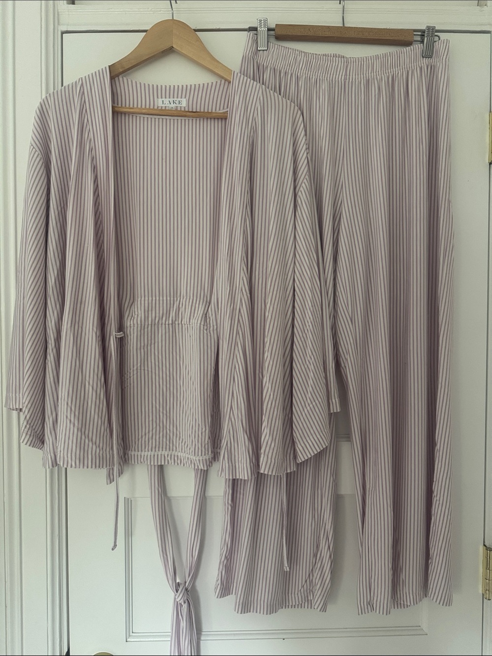 LAKE Stripe Kimono Pajama Set Medium